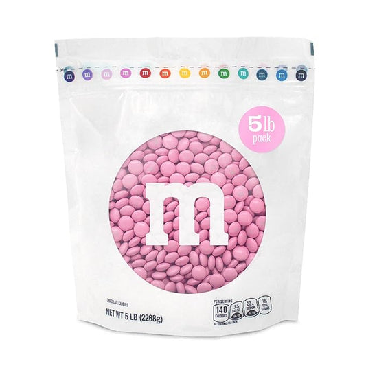 M&M’S WORLD Pink Milk Chocolate Candy, 5lbs of M&M'S in Resealable Pack for Candy Bars, Birthdays, Baby Showers, Gender Reveals, It's A Girl, Dessert Tables & DIY Party Favors