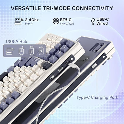 RK ROYAL KLUDGE L98 Wireless Mechanical Keyboard w/Left-Handed Southpaw Design Numpad & Hot Swappable Knob, Tri-Mode 95% Keyboard BT/2.4G/USB-C, Pro Software, Gasket Mount, Massive 8000mAh Battery