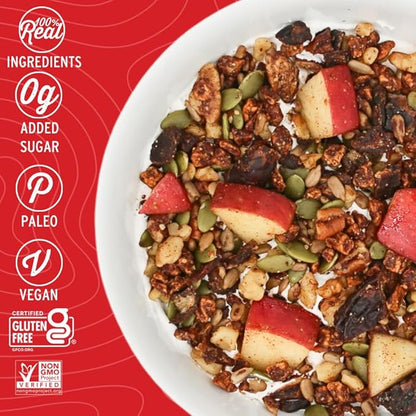 Wildway Keto Granola | Apple Cinnamon | Grain-Free, Certified Gluten-Free Cereal | Vegan, Low Carb | No Sugar Added | Paleo-Friendly | Non-GMO Fruit & Nut Clusters | Nutrient-Rich Snack | 8 oz, 6 Pack