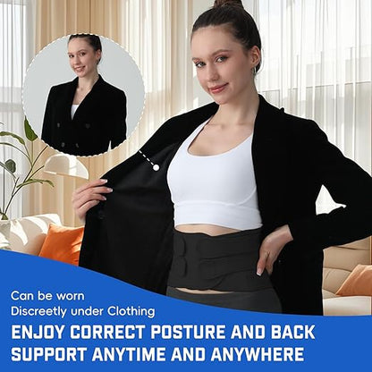 Posture Corrector for Women & Men, Adjustable Back Brace Shoulder Straightener, Full Back Support for Upper & Lower Back Pain, Hunchback, Scoliosis Relief (Black, Small)