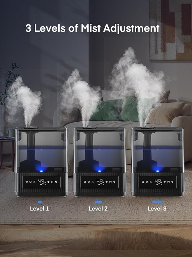 FOHERE Smart Humidifier for Bedroom, 6L Quiet Warm Cool Mist Humidifier with 60H Runtime, Aroma Diffuser, Sleep Mode, 12H Timer, Ultrasonic Top Fill Humidifiers for Home, Baby, Plants, Office