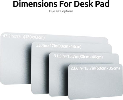 YSAGi Leather Desk Pad Protector, Office Desk Mat, Large Mouse Pad, Non-Slip PU Leather Desk Blotter, Laptop Desk Pad, Waterproof Desk Writing Pad for Office and Home (Silver, 23.6" x 13.8")