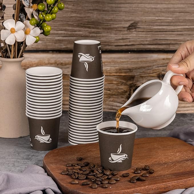 LITOPAK 500 Pack 4 oz Paper Cups, Brown Disposable Hot Coffee Cups for Party, Picnic, Travel, and Events