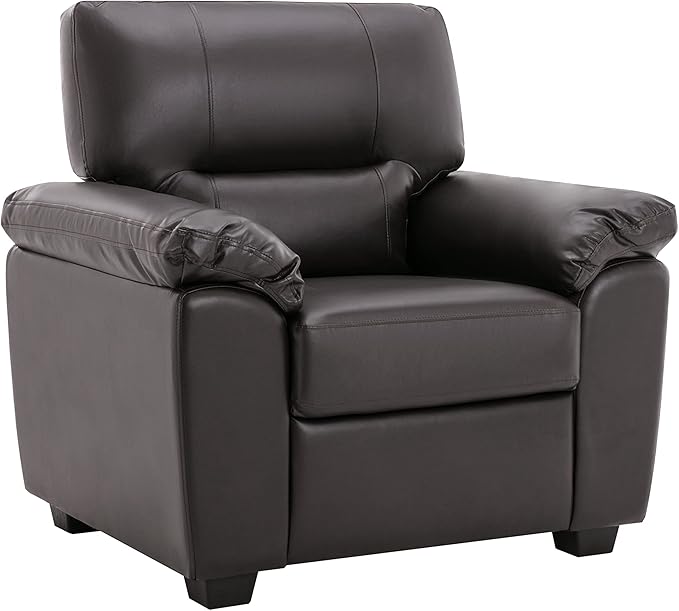Morden Fort Faux Leather Accent Chair, Modern Luxury and Comfy Sofa Couches for Living Room, Apartment, Office, Reading Room, Bedroom