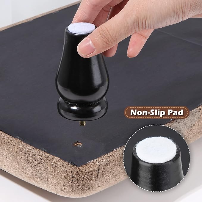 Small Foot Stool Ottoman with Stable Wood Legs Upholstered Footstool Padded Foot Rest Step Stool for High Beds Seat Chair Couch Sofa Patio Bedroom Living Room Office (5.9" H-Shallow Brown)