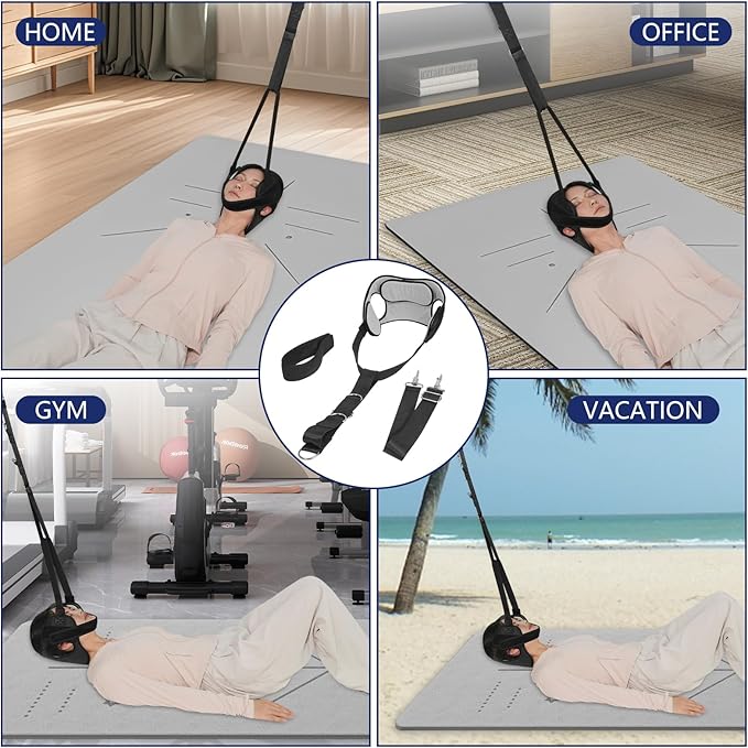 Ear Hole Cervical Traction Device，Adjustable Neck Traction Device & Posture Corrector，Relieve Cervical Pain, Realign Head Posture，Portable Neck Stretcher for Home Use, Office & Travel
