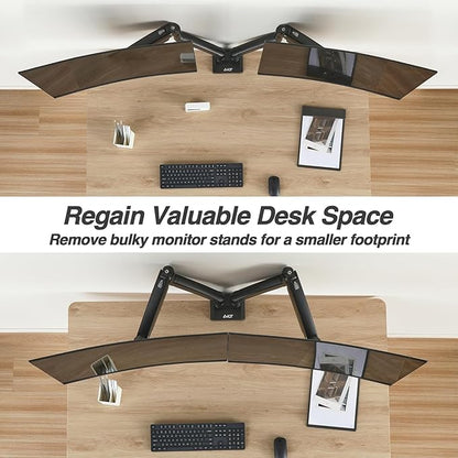 AVLT Dual 13"-43" Monitor Arm - Desk Mount for Two Flat/Curved Monitors - Full Motion Height Swivel Tilt Rotation Adjustable - Black/VESA/C-Clamp/Grommet/Cable Management