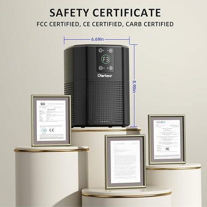 Air Purifiers for Bedroom Home Up to 1350 Ft², Oterbear Room Air Cleaner with H13 True HEPA Filter with Sleep Mode, Aroma Function, Ambient Light, Remove Dander Smoke Pollen Odor, Black