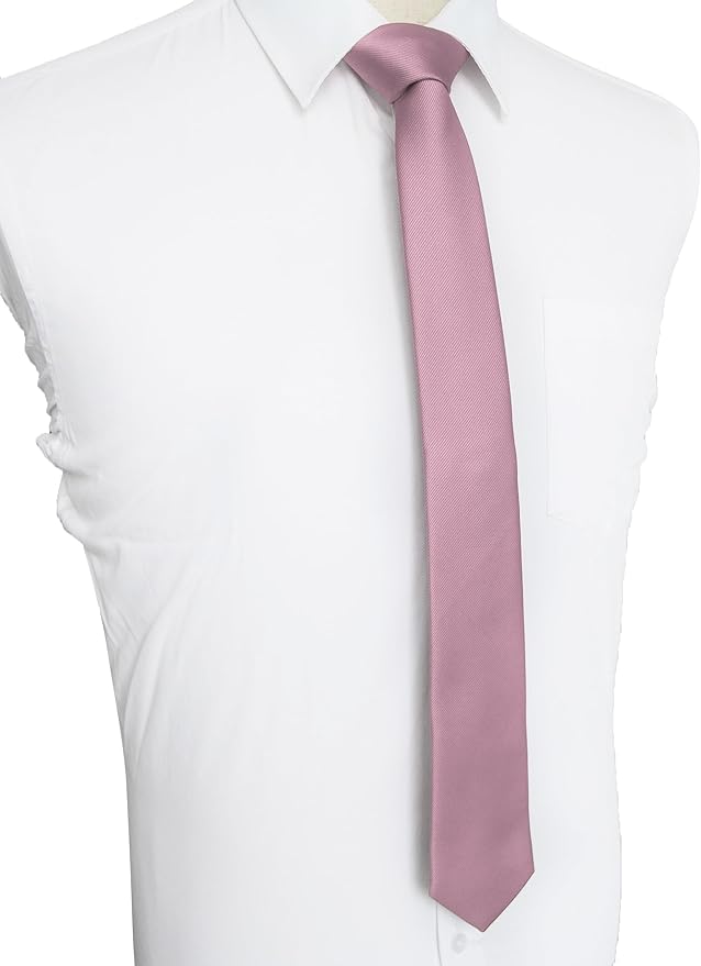 JEMYGINS 2.4" Solid Color Skinny Tie and Pocket Square with Tie Clip Sets for Men (6cm)