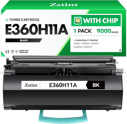 E360H11A Toner Cartridge Black 1-Pack High Yield with Chip Replacement Compatible for Lexmark E360H11A E360H21A E360d E360dn E360dt E360dtn E460d E460dn E460dw E460dtn E462dtn Printers (9,000 Pages)