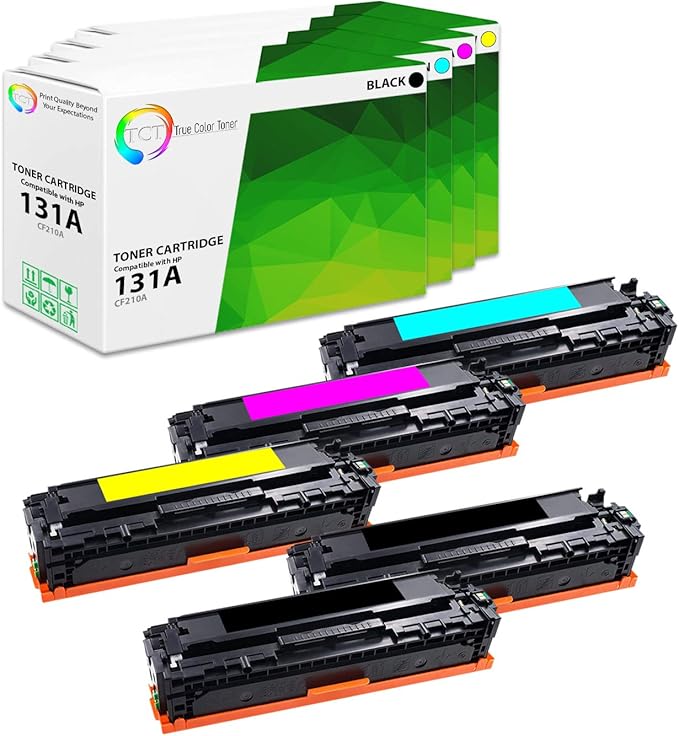 TCT 131A Toner Cartridge 5 Pack - Compatible Replacement for HP 131A CF210A CF211A CF212A CF213A Works with HP Laserjet Pro 200 Color M251NW, MFP M276N Printers (Black Cyan Magenta Yellow)