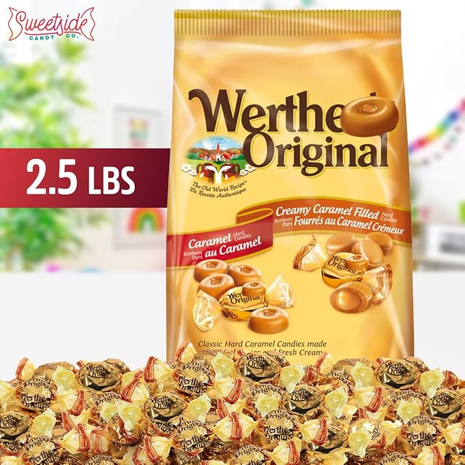 Original Hard Candy, 40oz Mix of 2 Caramel Candies Classic Caramel Hard Candy & Creamy Caramels Filled, Individually Wrapped for Sharing, Gifting or Snacking