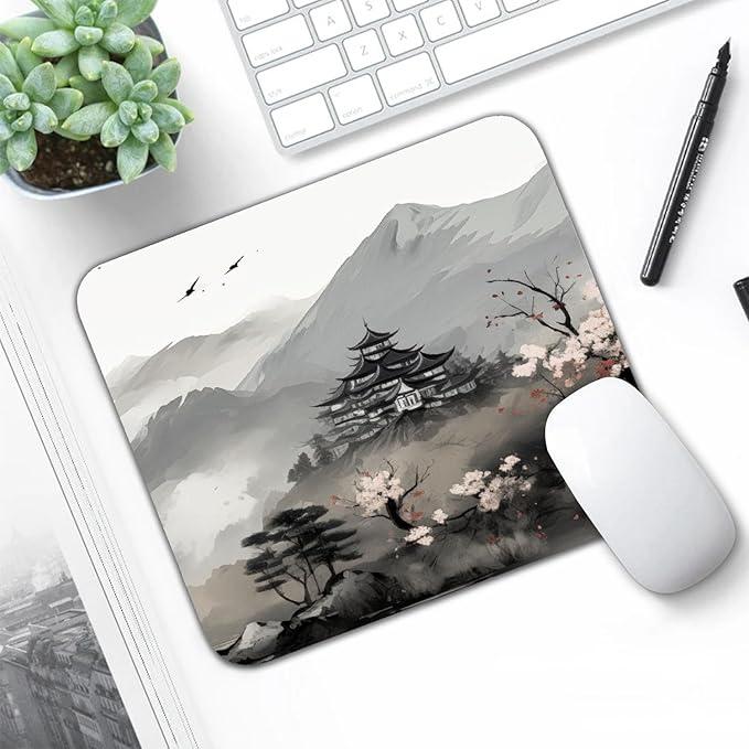 Cherry Blossom Patterns Desk Mat, Large Gaming Mouse Pad Non-Slip Rubber Base with Stitched Edges, Waterproof Protection for PC Laptop Home Office Desk Decor (12.5x10.5in)