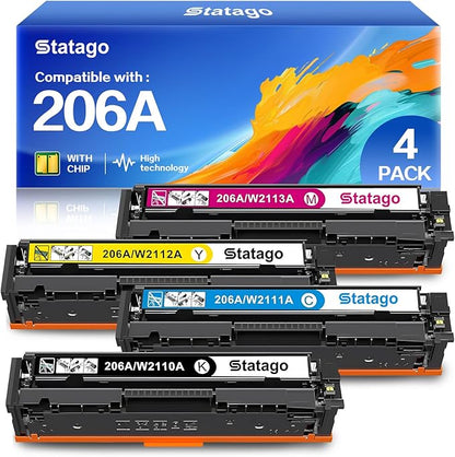 206A 206X Toner Cartridges Replacement for HP 206A 206X for Color Laserjet Pro MFP M283fdw M283cdw M283fdn M282mw Pro M255dw M255nw M283 M255 Printer | W2110A W2110X High Yield (BCMY)