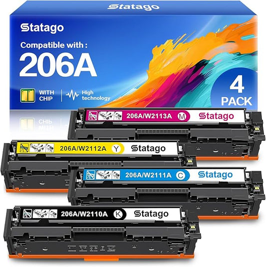206A 206X Toner Cartridges Replacement for HP 206A 206X for Color Laserjet Pro MFP M283fdw M283cdw M283fdn M282mw Pro M255dw M255nw M283 M255 Printer | W2110A W2110X High Yield (BCMY)