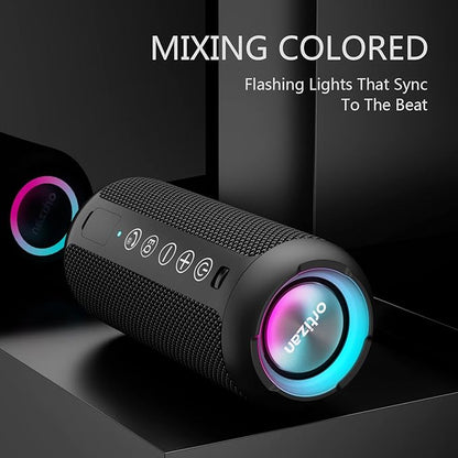 Ortizan Portable Bluetooth Speaker (1nd Gen), IPX7 Waterproof, Wireless, Big Sound and Deep Bass, TWS Pairing, 30Hrs of Playtime, Valentines Day Gifts for Him, Birthday Gifts for Men Women - Black