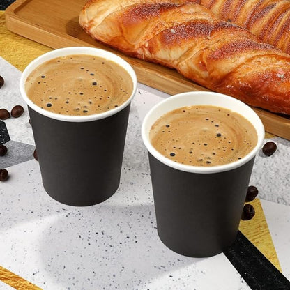 Paper Cups 8 oz 70 Pack, Disposable Paper Coffee Cups Disposable Cups for Hot or Cold Beverage Drinking for Halloween, Party, Picnic, BBQ, Travel, and Event -Black