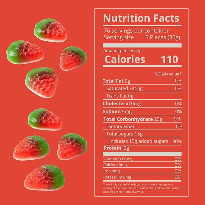 Kervan Candy Bebeto Foam Bottom Strawberry Gummies - Fruity, Soft & Sweet Gummy Candy Bulk for Kids, Gift Snacks and Parties - Strawberry Gummies Big Party Size Bag (5 lbs)