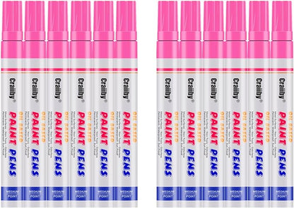 Pink Paint Markers, 12 Pack Oil-Based Waterproof Quick Dry Permanent Paint Pen Set for Rocks Painting, Wood, Fabric, Plastic, Canvas, Glass, Mugs, Metal, Tire, Stone, DIY Craft