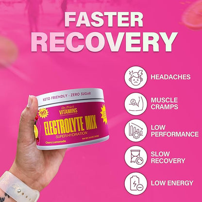 Dr. Price’s Electrolytes Powder Bulk | Cherry Lemonade 90 Servings | Sugar Free Hydration Powder with 72+ Trace Minerals | Keto, Vegan, Electrolyte Drink Mix | Doctor-Formulated, Made in USA