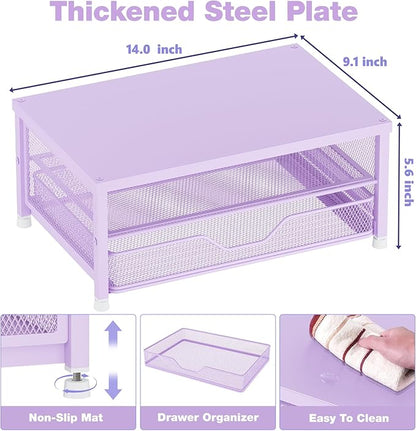 OPNICE Computer Monitor Stand Riser, Desk Organizers and Accessories with Drawer, Laptop Stand, Office Desk Accessories & Workspace Desktop Organizers Storage for Office Supplies(Purple)