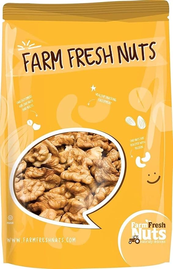 Oven Roasted California Salted Walnuts with Himalayan Salt and A Drizzle of Oil - Great Source of Omega 3 And Tons of Other Healthy Nutrients – All Natural - Vegan Friendly - Super Crunchy - Farm Fresh Nuts Brand (2 Pound)