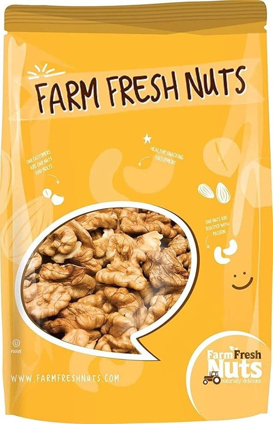 Oven Roasted California Salted Walnuts with Himalayan Salt and A Drizzle of Oil - Great Source of Omega 3 And Tons of Other Healthy Nutrients – All Natural - Vegan Friendly - Super Crunchy - Farm Fresh Nuts Brand (2 Pound)