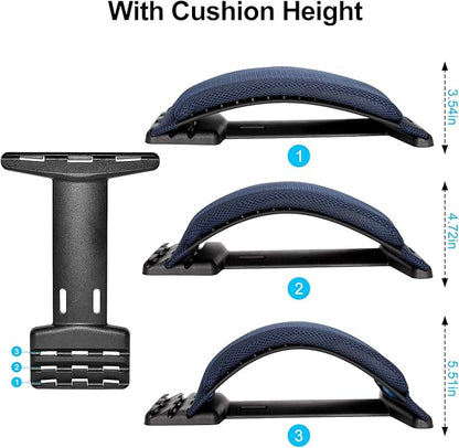 Multi-Level Back Stretcher Device, Lumbar Back Stretching Device, Memory Foam Lumbar Pillow Back Pain Support for Office Chair and Pain Relief