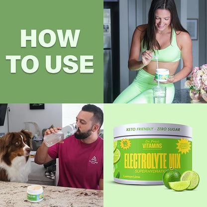 Dr. Price’s Electrolytes Powder Bulk | Lemon Lime 90 Servings | Sugar Free Hydration Powder with 72+ Trace Minerals | Keto, Vegan, Electrolyte Drink Mix | Doctor-Formulated, Made in USA