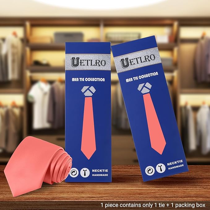 Black Ties For Men Solid Pure Color Formal Neckties 3.15" (8CM) Men's Tie for Business and Wedding with Gift Box