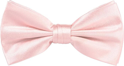 TIE G 5pcs Tie Set in WHITE OR BLACK GIFT BOX: Solid Color Necktie, Satin Bow Tie, Pocket Square, Lapel, Cuff Links