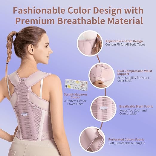 Posture Corrector for Women – 2-in-1 Back Brace with Shoulder Support, Adjustable Full Back Straightener for Upper & Lower Back Pain Relief, Hunchback, Scoliosis & Spine Alignment (L/XL)