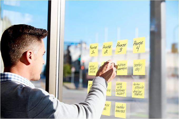 Post-it 100% Recycled Paper Super Sticky Notes, 2X The Sticking Power, 3x3 in, 24 Pads/Pack, 70 Sheets/pad, Canary Yellow (654R-24SSCY-CP)