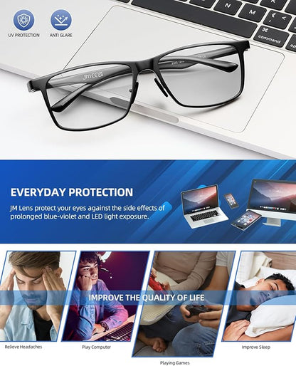 JM Al-Mg Metal Blue Light Blocking Glasses Men Women Anti Blue-Light Computer Glasses, Relieve Eyestrain and Eye Protection