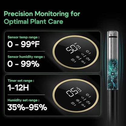 Humidifiers for Plants, 2.1Gal/8L Plant Humidifier Indoor, Reptile Fogger Mister with Precise Temp&Humidity Probe/Expandable Hose, Vivarium/Terrarium/Greenhouse/Grow Tent,12H Timer