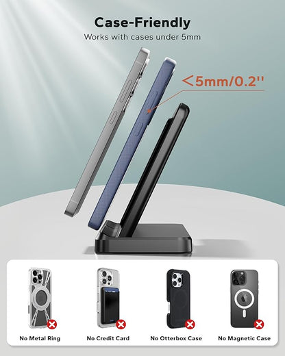 3 in 1 Charging Station for Samsung, Wireless Charger Stand for Galaxy S25 Ultra/S24/S23/Z Fold, Phone and Watch Charger for Samsung Watch Galaxy 8/7/6/5, Galaxy Buds 3/2/Pro