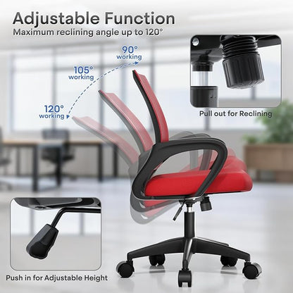 Athena Collection Office Chair - 330Lbs, 2 Packs Breathable Mesh Desk Chair Thickness Cushion with Lumbar Support & Armrest, Rolling Swivel Adjustable Tilt Lock for Home Office/Gaming, Bedroom Study