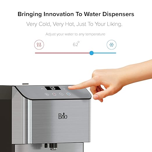 Brio Moderna Self-Cleaning Bottleless Countertop Water Cooler Dispenser - with 3-Stage Water Filter and Installation Kit, Tri Temp Dispense, and LED Night Light - UL/Energy Star Approved
