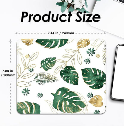 Square Mouse Pad with Stitched Edge, Premium Mousepad Washable Cloth. Computer Mouse Pad with Non-Slip Rubber Base, Mouse Pads for Computers Laptop Mouse 9.25x7.75x0.12 inch-Plantain