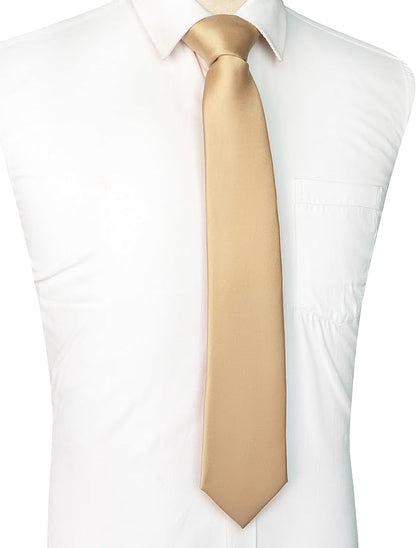 RBOCOTT Solid Color Tie and Pocket Square Hankerchief with Lapel Pin Set for Men