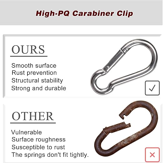 Carabiner, Heavy Duty Galvanized Steel Spring Snap Hook Carabiner Clips with 260LBS Holding Capacity, Ideal for Outdoor, Hammock, Swing and Travel (M6 2.4Inch, 200PCS)