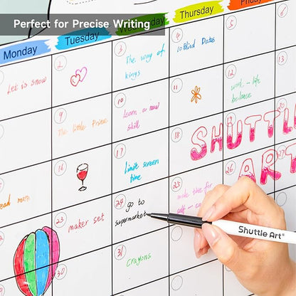 Shuttle Art Dry Erase Markers 15 Colors — Ultra Fine Tip Whiteboard Markers with Eraser