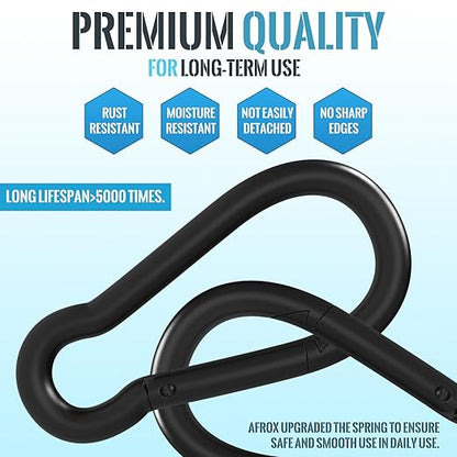 36PCS M10 Spring Snap Hook Carabiner, 4 Inch Carabiner Clips, 3/8" Black Heavy Duty Steel Spring Clip, Quick Link Key Chain for Swing Hammock Gym Outdoor, 770LBS Holding Capacity
