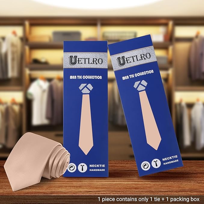 Black Ties For Men Solid Pure Color Formal Neckties 3.15" (8CM) Men's Tie for Business and Wedding with Gift Box