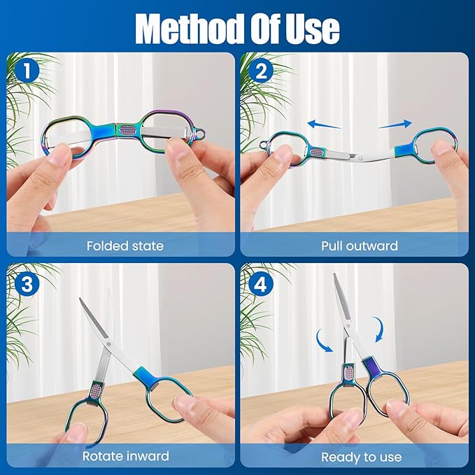 Mini Travel Folding Scissors, 2 PCS TSA-Compliant Portable Badge Scissors, Safety Stainless Steel Small Foldable Pocket Scissor for Nurse Accessories, Outdoor, Sewing, Craft, Fishing, School, Office