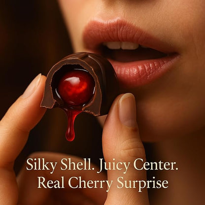 Andy Anand Chocolatier Dark Chocolate Whole Cherry Cordials, Rum, Chardonnay, Vodka & Amaretto Flavors. Individually Wrapped, Flown Fresh from Europe, Unforgettable Chocolate Experience (24 Pcs 12 Oz)