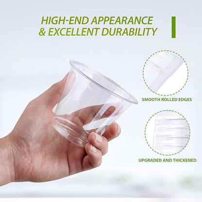 Lilymicky 200 Pack 9 oz Clear Plastic Cups, 9 Ounce Disposable Plastic Drinking Cups, Crystal Clear, for Parties, Ceremonies, Events