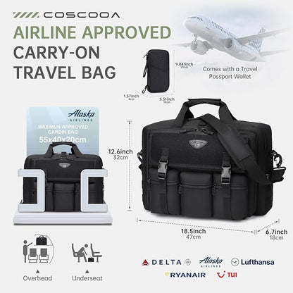 Large Tactical Laptop Bag for Men, Military 17.3 Inch Computer Bag Briefcase with Passport Wallet, Carry on Messenger Bag