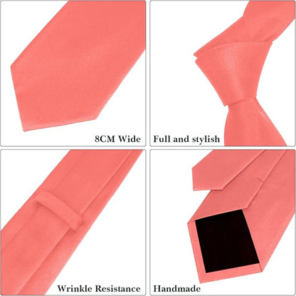 Men's Ties Solid Pure Color 3.15" (8CM) Necktie Plain Formal Business Wedding Black Ties For Men