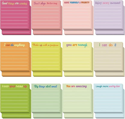 Yinder 24 Pcs Inspirational Sticky Notes Christmas Stocking Stuffers Motivational Sticky Notes Pad Employee Appreciation Gift Bulk for Teacher Nurse Coworker Office 3 x 3'' (Inspire,Macaron)